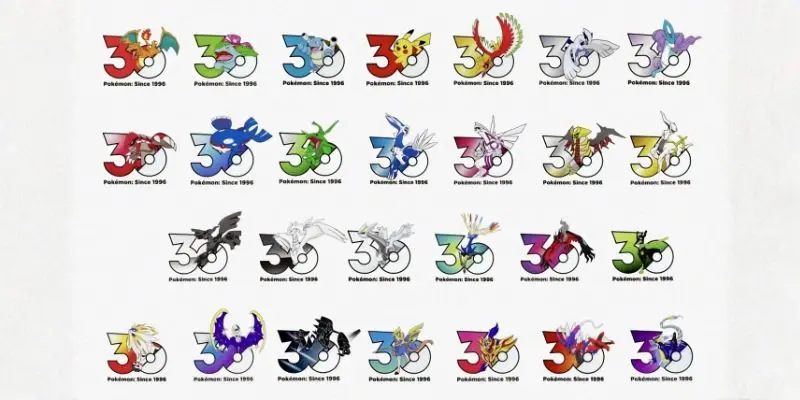 Pokémon 30 ans Célébrations liste logos