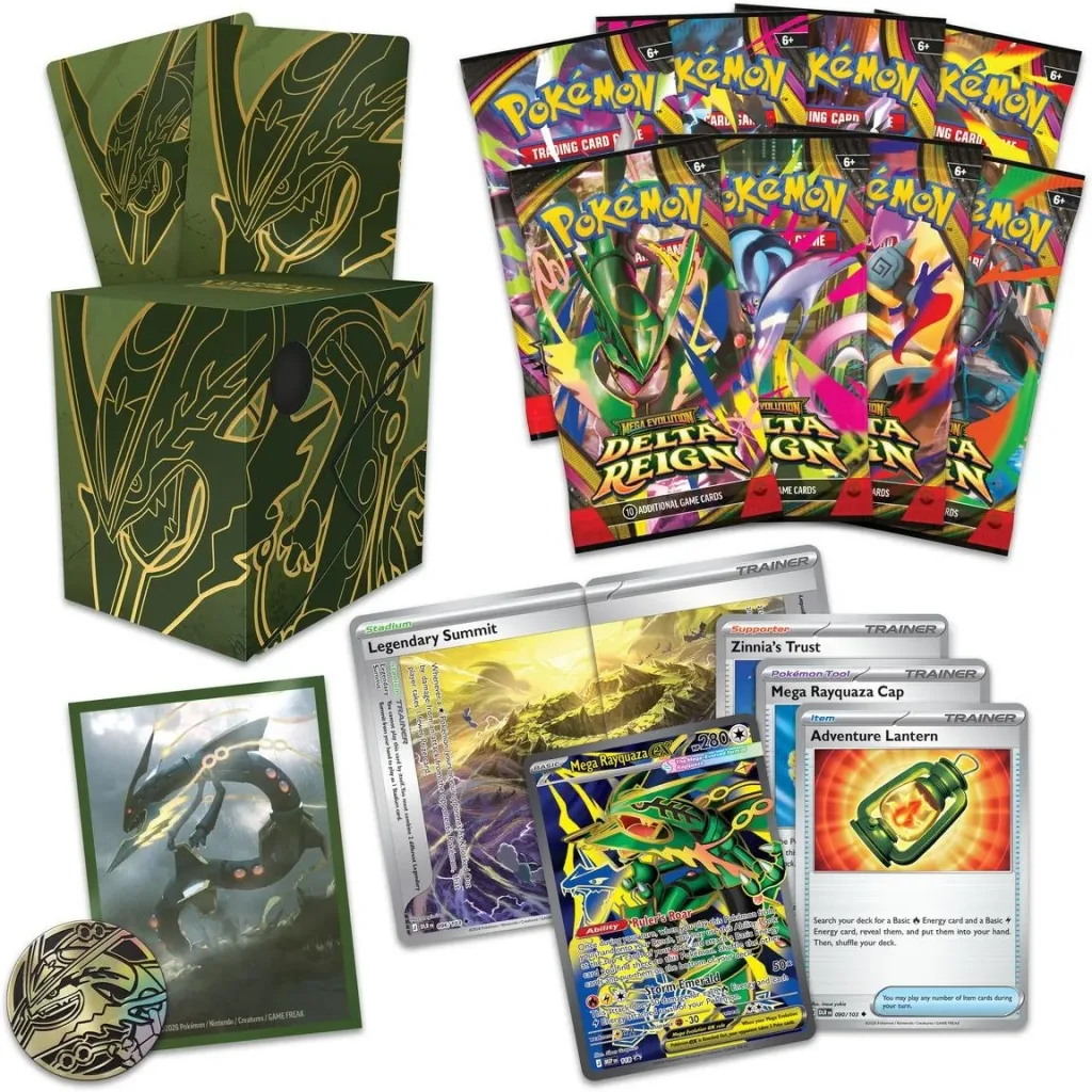 Contenu détaillé du coffret Mega Rayquaza ex Premium Tournament Collection