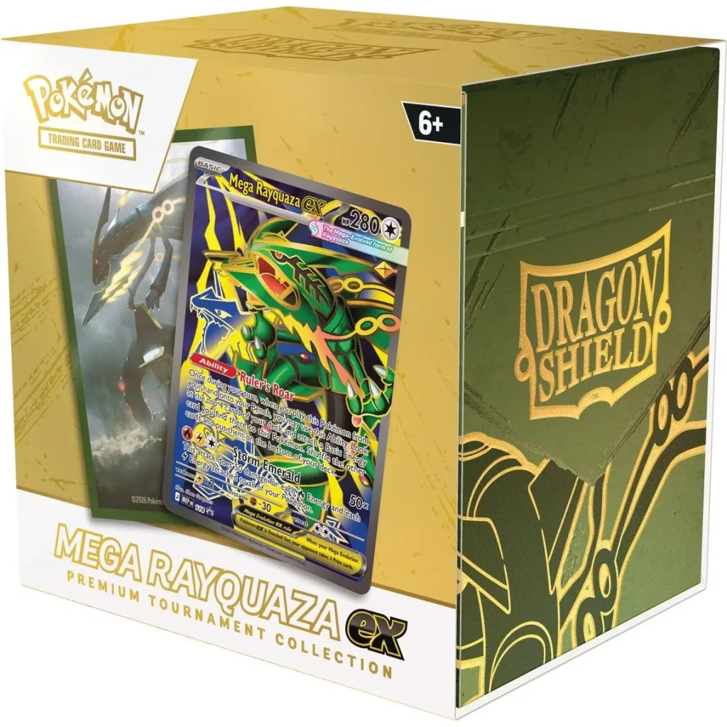 Mega Rayquaza ex Premium Tournament Collection avec accessoires Dragon Shield